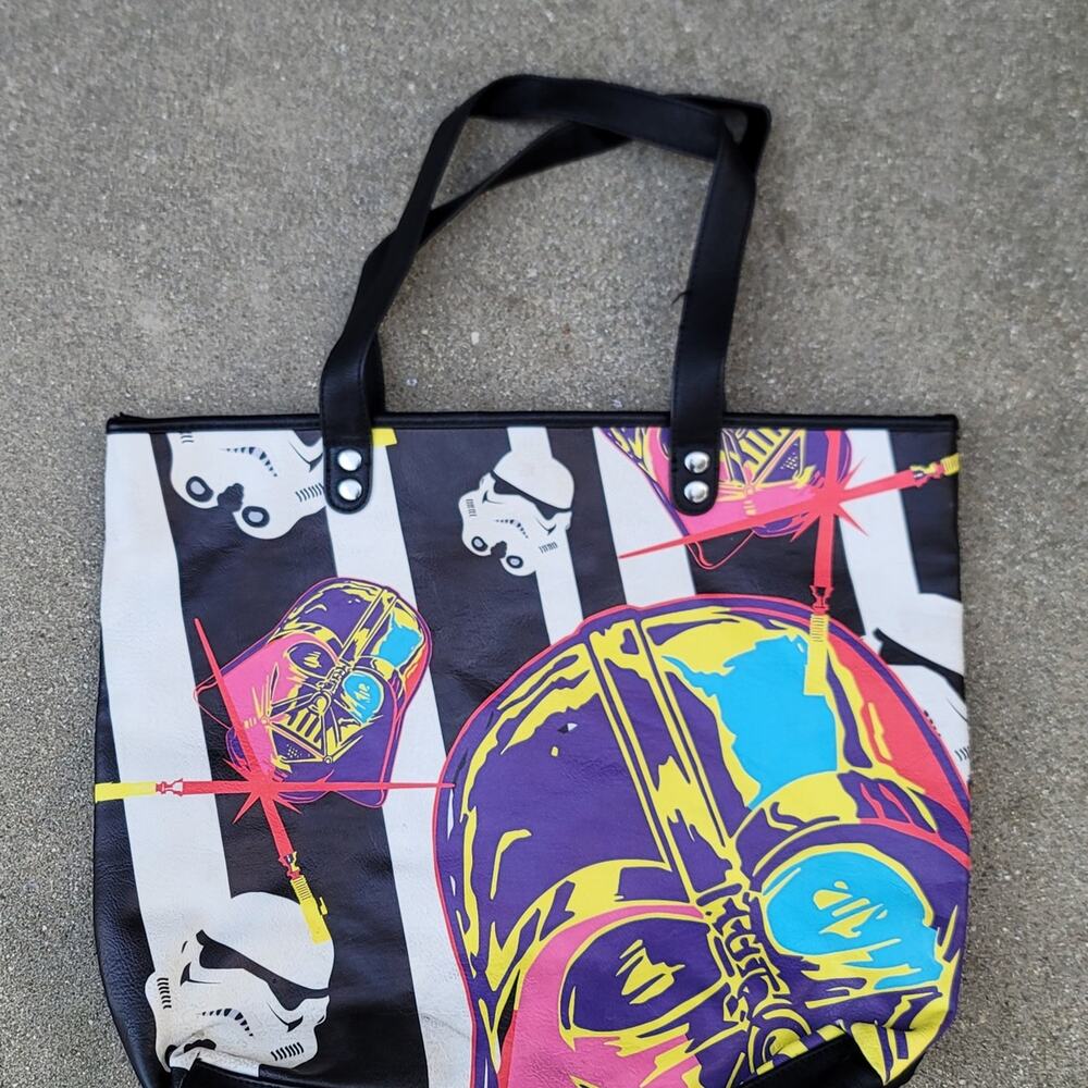 Disney Parks Star Wars Darth Vader Stormtrooper Faux Leather Tote Bag